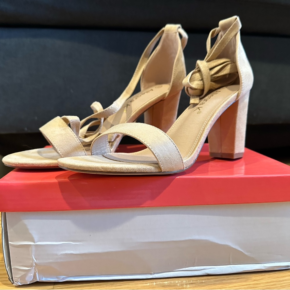 Faux Suede Block Heel Sandals